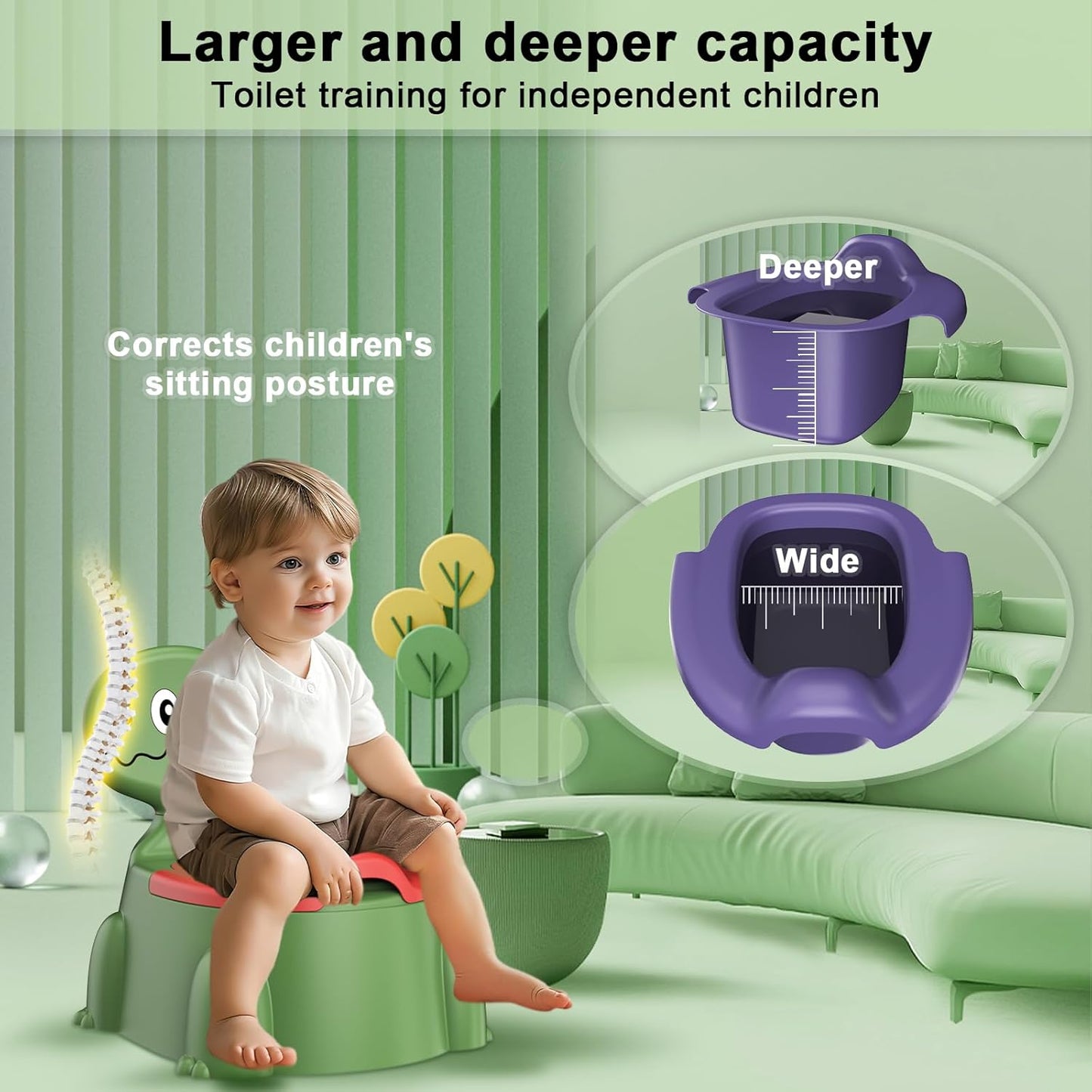 Potty Training Toilet, Toddler Potty Training Seat Baby Potty Chair, Dinosaur Toilet Potty Seat for Boys Girls Kids Toddlers, Portable Travel Potty with lid,Urinal, Splash Guard, Non-Slip Pad(Blue)