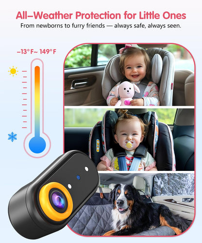 LUCKVIEW BM2 PRO Dual Baby Car Camera, 5.2" 1080P HD Display for Rear-Facing Car Seats, IR Night Vision, Anti-Shake Mount, Easy Install – Ideal for Parents with 2 Kids and Pets (Blue)