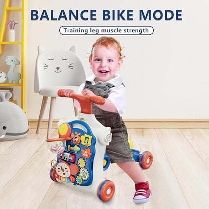 QDRAGON 5 in 1 Push Walkers for Baby Boys, Toddler Learning to Walk, Sit to Stand Walker, Early Learning Push Toy for Infant 12+ Months, Navy Blue
