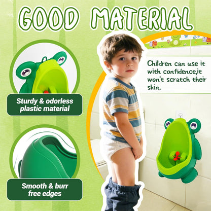 Frog Pee Training,Cute Potty Training Urinal for Boys with Funny Aiming Target,Green Urinals for Toddler Boy
