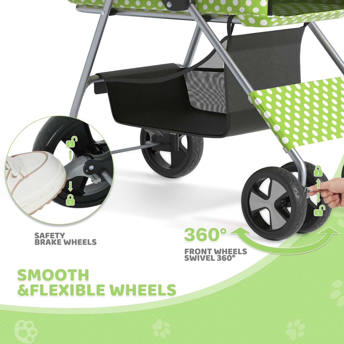 Magshion Compact Pet Stroller for Small-Medium Dogs/Cats up to 22lbs, 4-Wheel Lightweight Umbrella Shaped Portable Puppy Travel Jogger with Breathable Mesh, Cup Holder & Rear Storage, Black