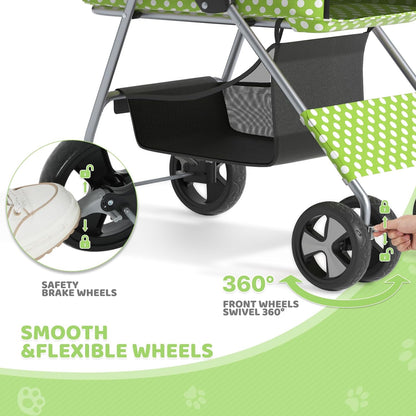 Magshion Compact Pet Stroller for Small-Medium Dogs/Cats up to 22lbs, 4-Wheel Lightweight Umbrella Shaped Portable Puppy Travel Jogger with Breathable Mesh, Cup Holder & Rear Storage, Black