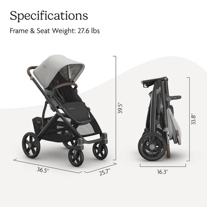 UPPAbaby Vista V3 Convertible Single-to-Double Stroller for Baby & Toddler, 30+ Configurations, Car Seat Compatible, All-Wheel Suspension, XL Basket – Owen (Mocha Mélange/Carbon Frame)