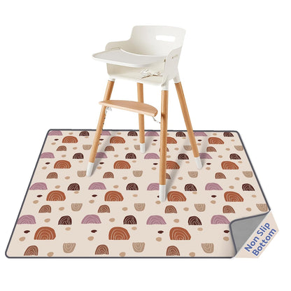 Blissful Diary Baby Splat Mat for Under High Chair, 50.4 x 50.4 Inch Wipeable Splash Mat, Waterproof and Washable, Anti-Slip Floor Protector, Retro Rainbow