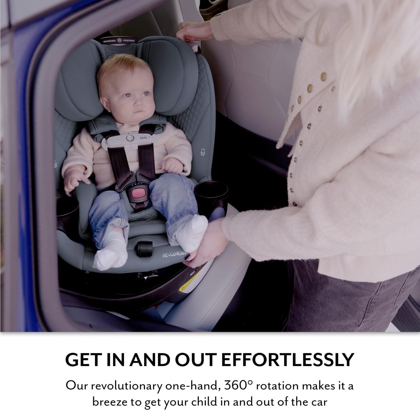Evenflo Revolve360 Slim 2-in-1 Rotating Car Seat with Green & Gentle Fabric (Travertine)