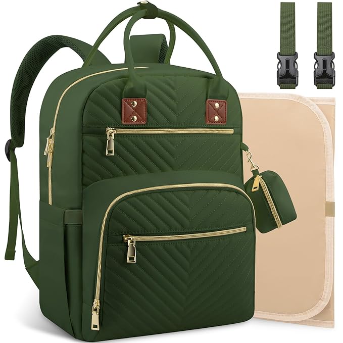 Tenot Baby Diaper Bag Backpack, Travel Diaper Bags for Girl Boy Large Capacity Baby Bag Backpack for Women Army Green