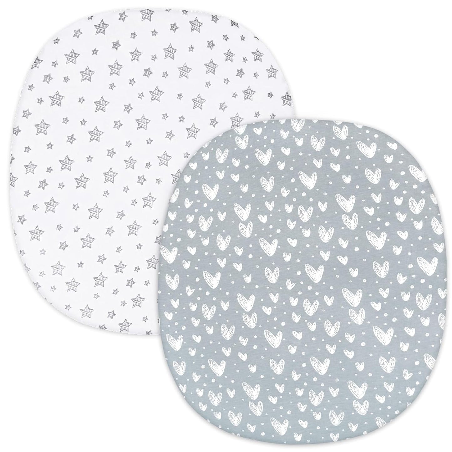 Bassinet Sheets Fit for Simmons Kids By The Bed City Sleeper Bassinet(Twins), Moses Basket and Hospital Bassinet, 100% Cotton, 2 Pack, Gray and White Print - Colors A