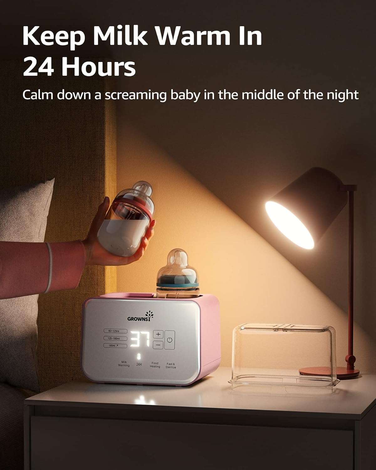 GROWSNY Fast Baby Bottle Warmer, 12-in-1 Milk Warmer with Steam and Water Bath Warming Modes for Breastmilk &Formula, Food Heating,with Thaw, Steri-lize, Egg Boil Function, Fits Most Types of Bottles