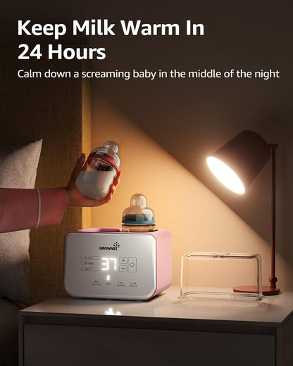 GROWSNY Fast Baby Bottle Warmer, 12-in-1 Milk Warmer with Steam and Water Bath Warming Modes for Breastmilk &Formula, Food Heating,with Thaw, Steri-lize, Egg Boil Function, Fits Most Types of Bottles