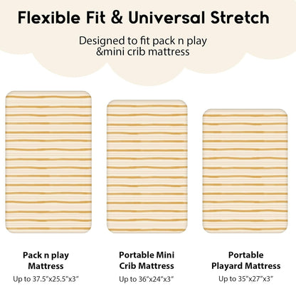 Yoofoss Pack and Play Sheets Fitted, Mini Crib Sheets 2-Pack for Pack N Play Mattress, Stretchy Playard Sheet, Soft and Breathable Green+Giraff