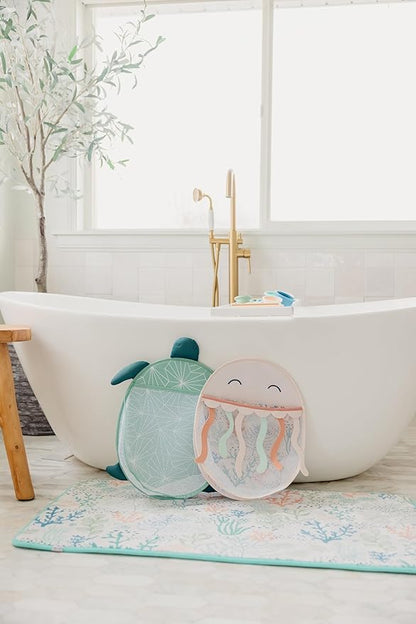 Copper Pearl Oceana Bath Toy Organizer with Suction Cups Extra-Large Mesh Bath Toy Holder for Bathtub, Quick-Dry Bath Toy Storage Net, Convenient Bath Toy Net for Tub - Cora