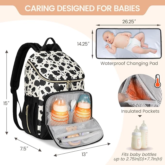 LOVEVOOK Diaper Bag Backpack Large Capacity Baby Bag with Portable Changing Pad, Multifunction Baby Travel Backpack