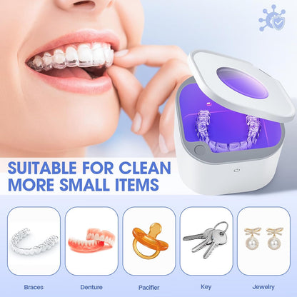 Pacifier Sterilizer Box, Portable Cleaning Pod for Baby Pacifiers, Bottle Nipples, Teethers, Mouth Guards, Braces and Jewelry