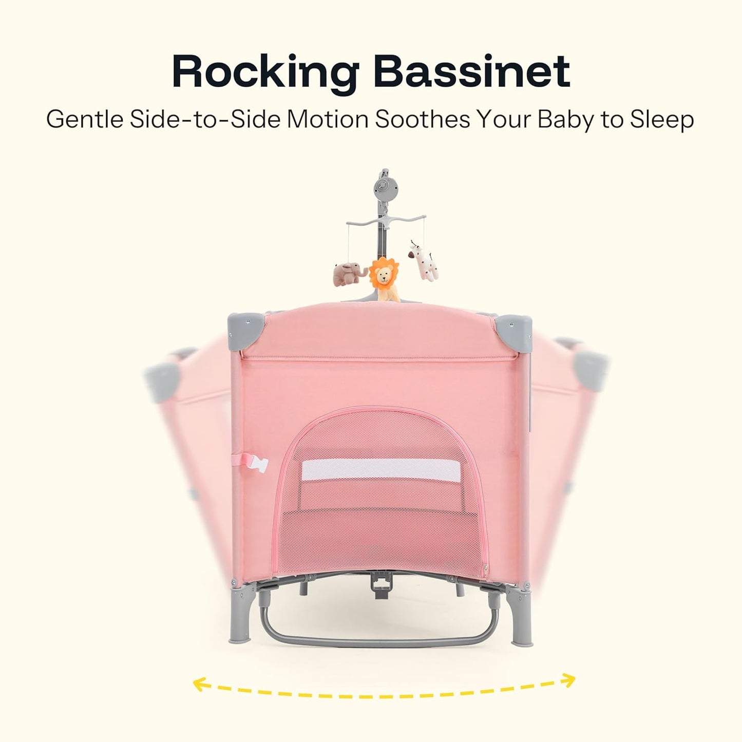 HARPPA Pack and Play 6 in 1, Portable Baby Playard for Travel, Baby Bassinet Bedside Sleeper with Mattress, Rolling Bassinet for Infant, Pack n Play with Changing Table, Bed Crib(Black)