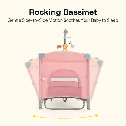 HARPPA Pack and Play 6 in 1, Portable Baby Playard for Travel, Baby Bassinet Bedside Sleeper with Mattress, Rolling Bassinet for Infant, Pack n Play with Changing Table, Bed Crib(Black)