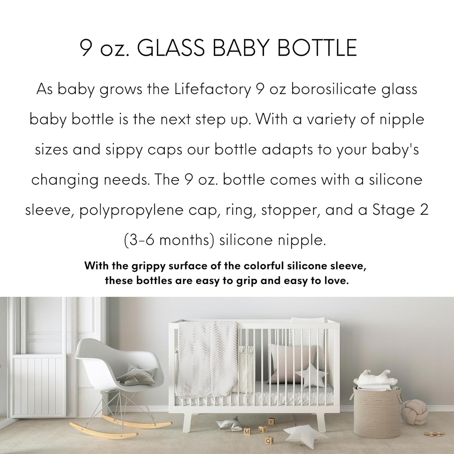 Lifefactory Glass Baby Bottle BPA Free | Protective Silicone Sleeve | 9 oz Pack of 2 | Mango, Kale