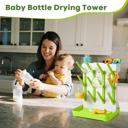 MeCids Baby Bottle Drying Rack, Vertical Standing Bottle Dryer Rack Holder, Space Saving Baby Bottle Drying Rack for Countertop - Holds Up to 12 Baby Bottles
