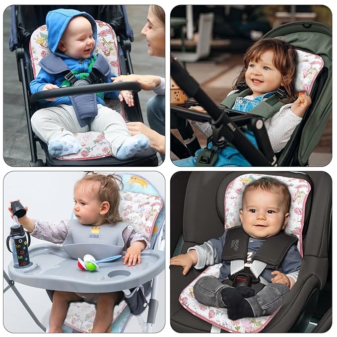 Baby Stroller Cushion,Infant Car Seat Insert-Reversible Universal Breathable and Soft Newborn seat Liner for Stroller,100% Cotton Seat Pad Liner for Newborns-34x78cm,1 Pack(Pink Princess)