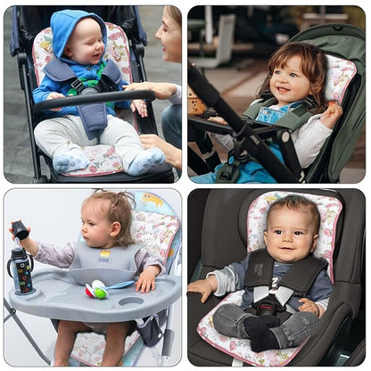 Baby Stroller Cushion,Infant Car Seat Insert-Reversible Universal Breathable and Soft Newborn seat Liner for Stroller,100% Cotton Seat Pad Liner for Newborns-34x78cm,1 Pack(Pink Princess)