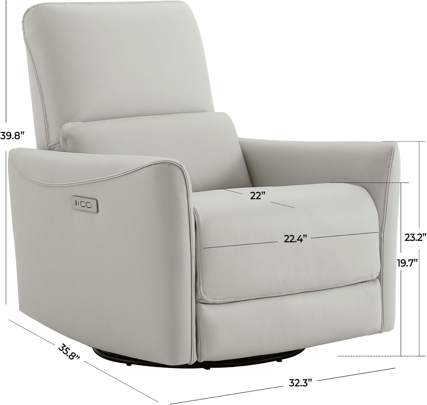 CHITA Power Recliner Chair Swivel Glider, FSC Certified Upholstered Living Room Nursery Reclining Sofa Chair with Lumbar Support, Linen
