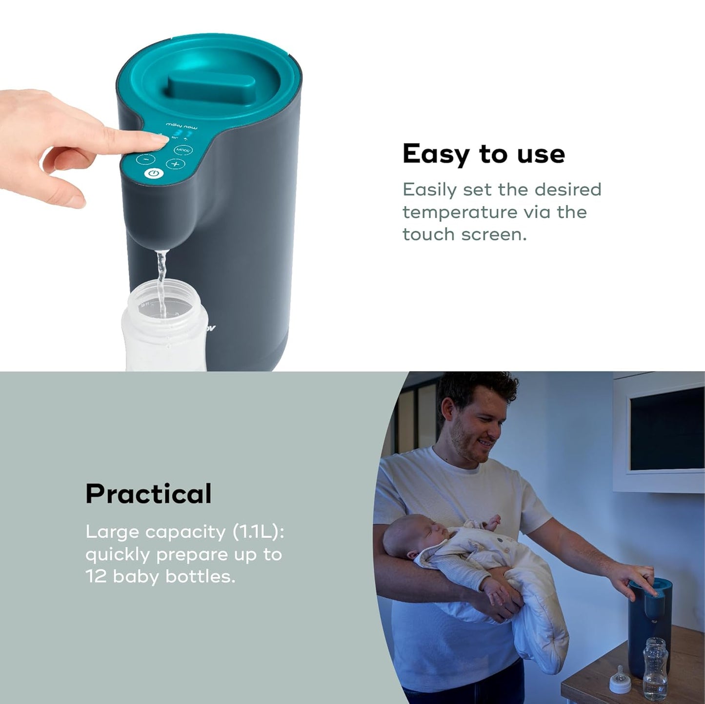 Babymoov Instant Baby Bottle Prep - Automatic Water Warmer & Dispenser for Fast & Easy Baby Formula Bottles (Stainless Steel Tank)