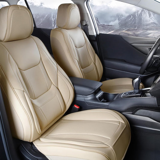 Coverland Custom Car Seat Covers Full Set for [2004-2008 Toyota Solara Convertible] - Protector Car Seat Cover Water Resistant Leather Memory Form Back Support Seat Cushion [Full Set-Beige] - Colors C