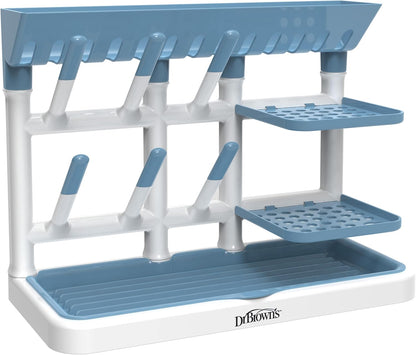 Dr. Brown's Baby Bottle Drying Tower, Stand-Up Countertop Drying Rack with Organized Storage for Baby Essentials, Space Saving Vertical Rack, Gray/White