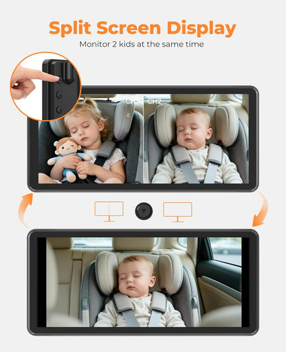 LUCKVIEW BM5PRO 7.2" Dual Camera Baby Monitor, 1080P HD Display for 2 Kids, Night Vision, Easy Install Car Baby Monitor, Ideal Gift, Rear Seat Safety for Babies & Pets