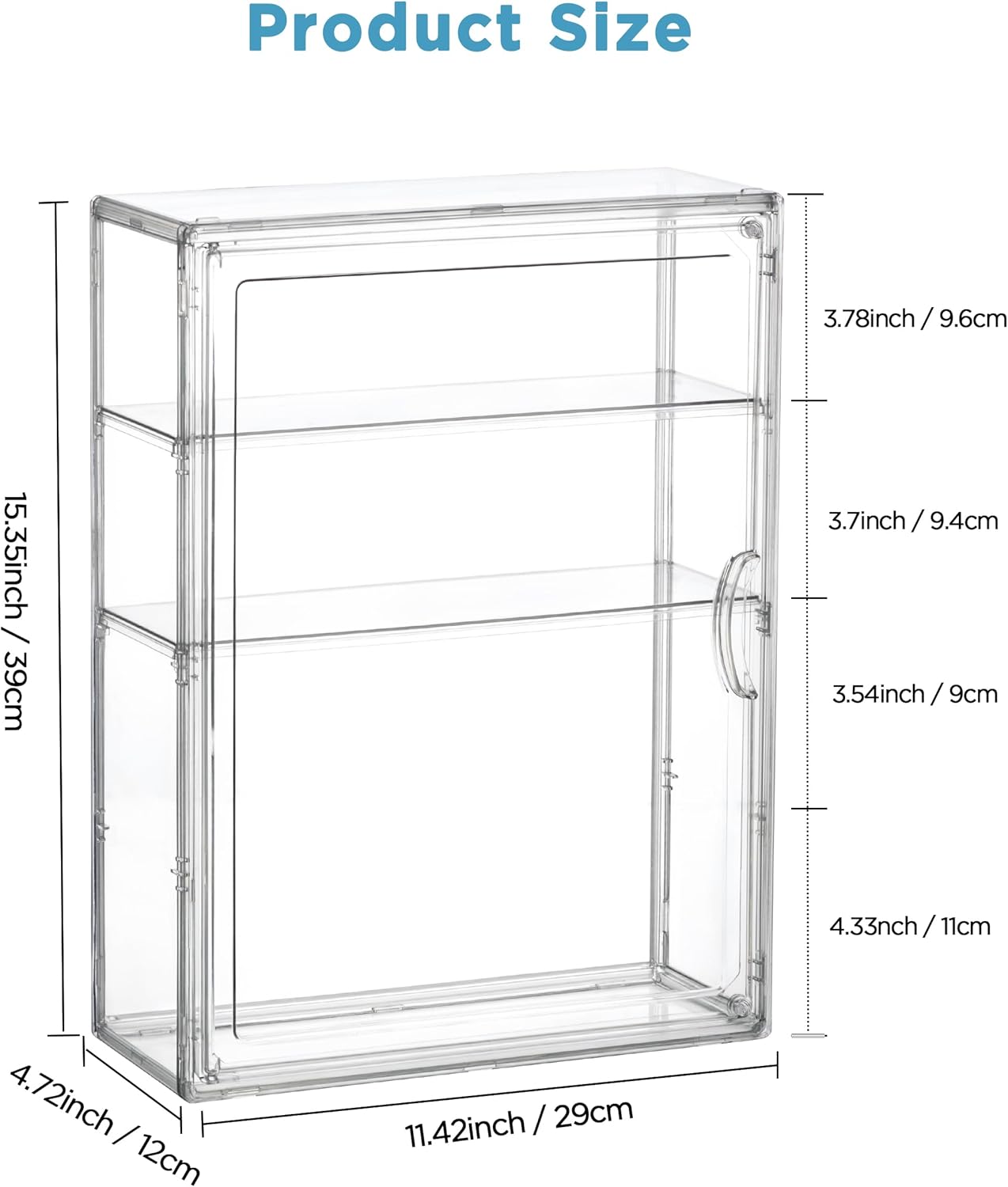 HBlife Baby Bottle Storage Organizer for Countertop Cabinet, 3 Tiers Adjustable Clear Acrylic Bottles Storage Station Case Box Container with 2 Removable Dividers and Magnetic Door, Large