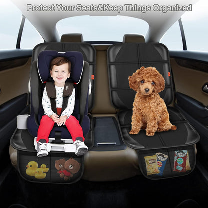XHYANG Car Seat Protector,Auto Car Seat Protectors Baby Carseat Waterproof & Durable 600D Fabric for Child Baby Car Seat Mat Vehicle Pet Cover 2 Storage Pockets (2 Pack)