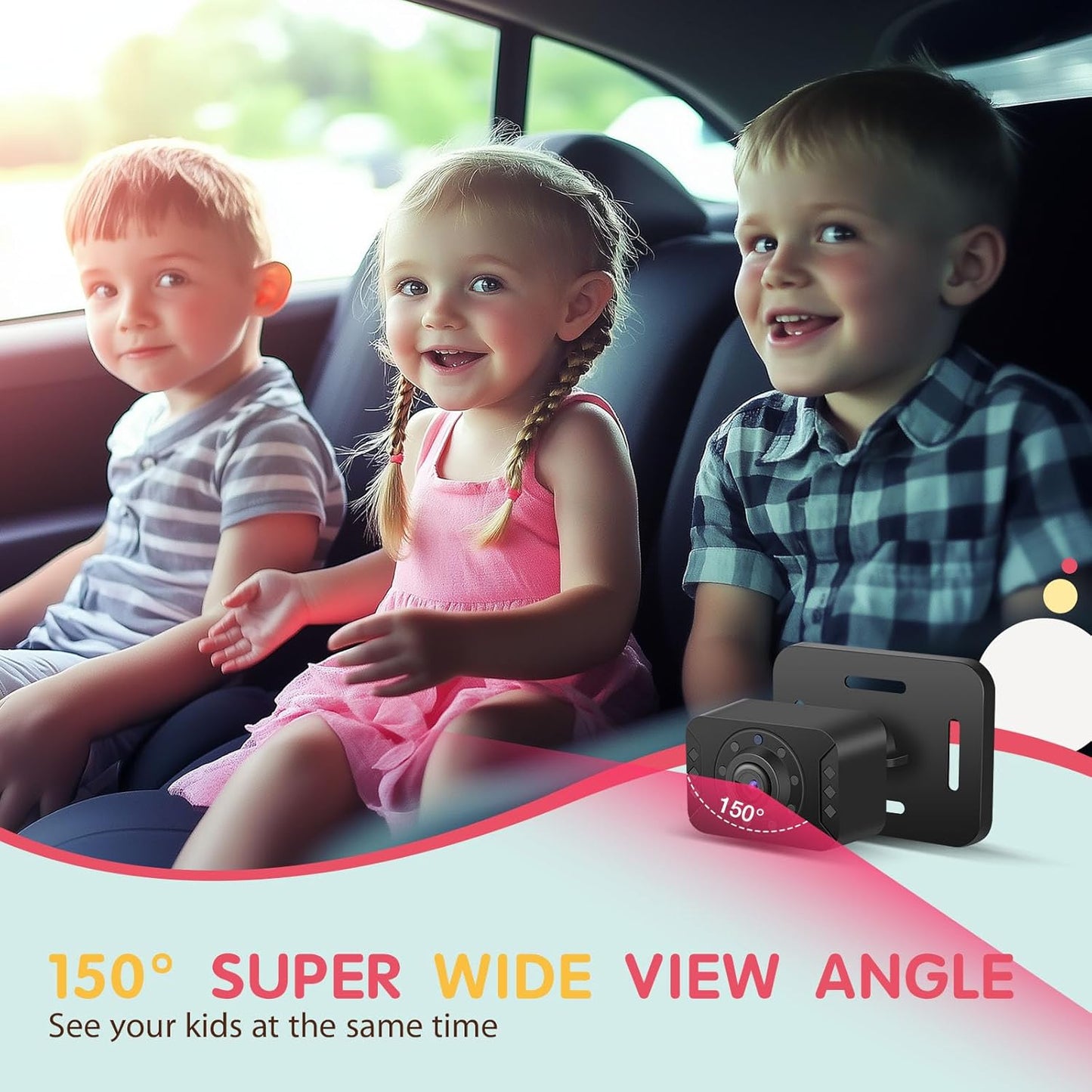 Baby Car Camera USB with No.1 Clarity, 5'' HD 1080P IPS Baby Car Monitor with 3X Zoom, Backseat/Carseat/Rear Seat Camera with Ultra Night Vision, Easy No-Damage Install, S100P(5inch Black)