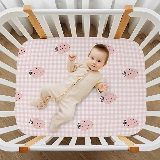 Fitted Crib Sheets Cactus and Floral Stretchy Portable Playard Sheets for Baby Toddler, Breathable Soft Mini Crib Mattress 52 x 28 in for Boys and Girls