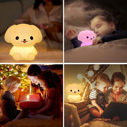 Baby Night Light for Car Seat- Dimming Function 9 Colors Changing Eye Caring Portable Rechargeable & Timing Bedside Lamp Light Up Toddler Bed Room Travel Essentials Squishy Silicone Infant BPA Free