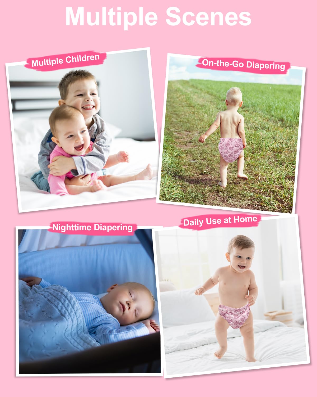 babygoal Cloth Diaper Covers 6 Pack with Wet Bag for Fitted Diapers and Prefolds with Double Gussets, Adjustable and Reusable for Baby Boys and Girls
