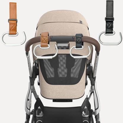 2 Pcs Stroller Hooks, Mommy Stroller Clip and Stroller Accessories Organizer Hook, Brushed Aluminum Hook for Strollers/Walkers/Mobility Scooter/Wheelchair/Rollator(Black)