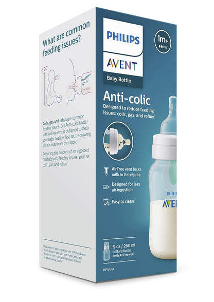 Philips Avent, Anti-Colic Baby Bottle with AirFree Vent, Scy703/91, Clear, Scy703/91, 9 Ounce