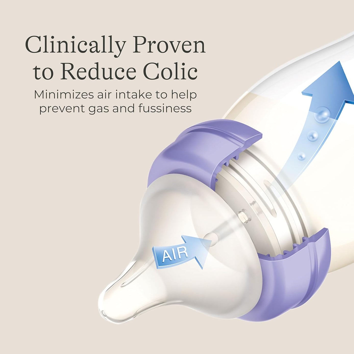 Lansinoh Anti-Colic Baby Bottles, BPA-Free Plastic, 5 Ounces, 4 Count, Extra Slow Flow Nipples (Size XS), Breastfeeding Bottle with NaturalWave Design
