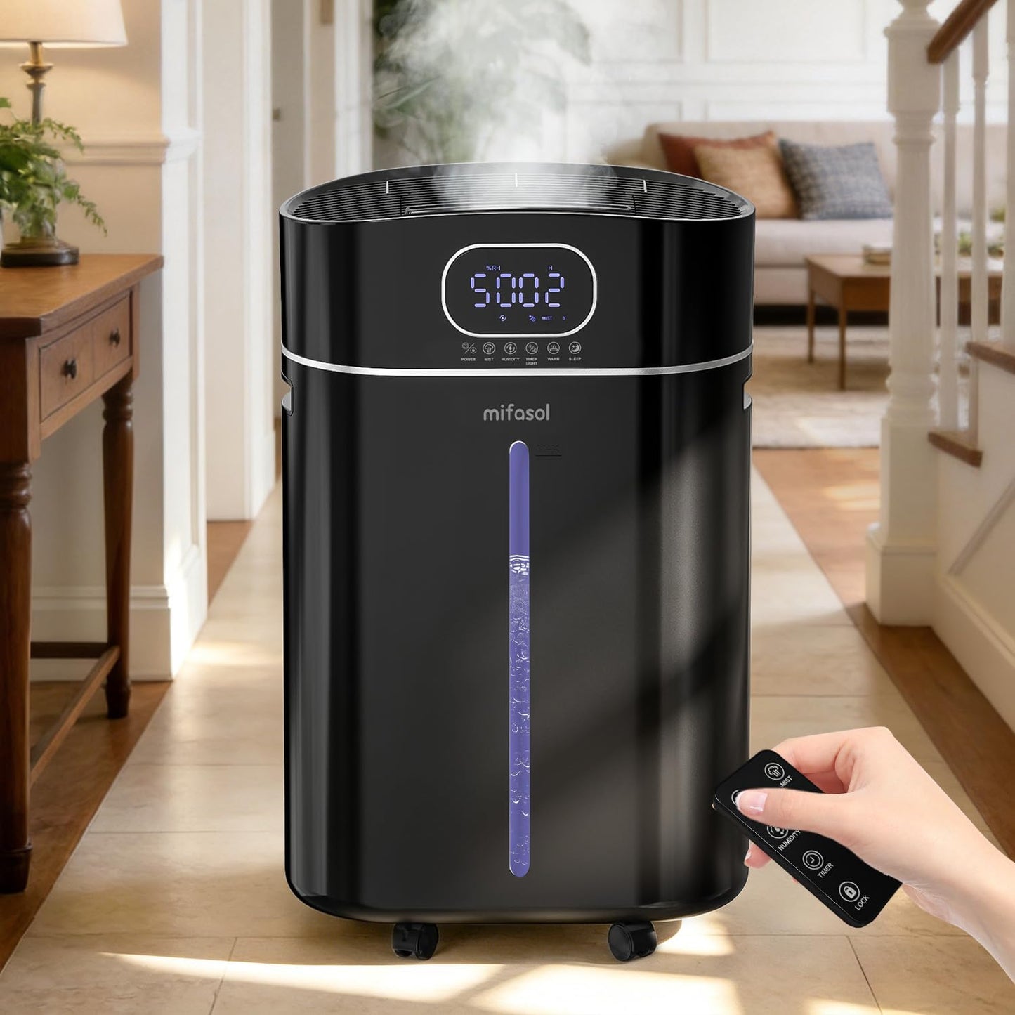 Humidifier Large Room Warm and Cool Mist, 3.2Gal/12L Humidifiers for Home 800 sq ft, Air Humidifiers for Bedroom with Diffuser & Flame Light, Whole House Humidifiers for Nursery Baby Plants, White