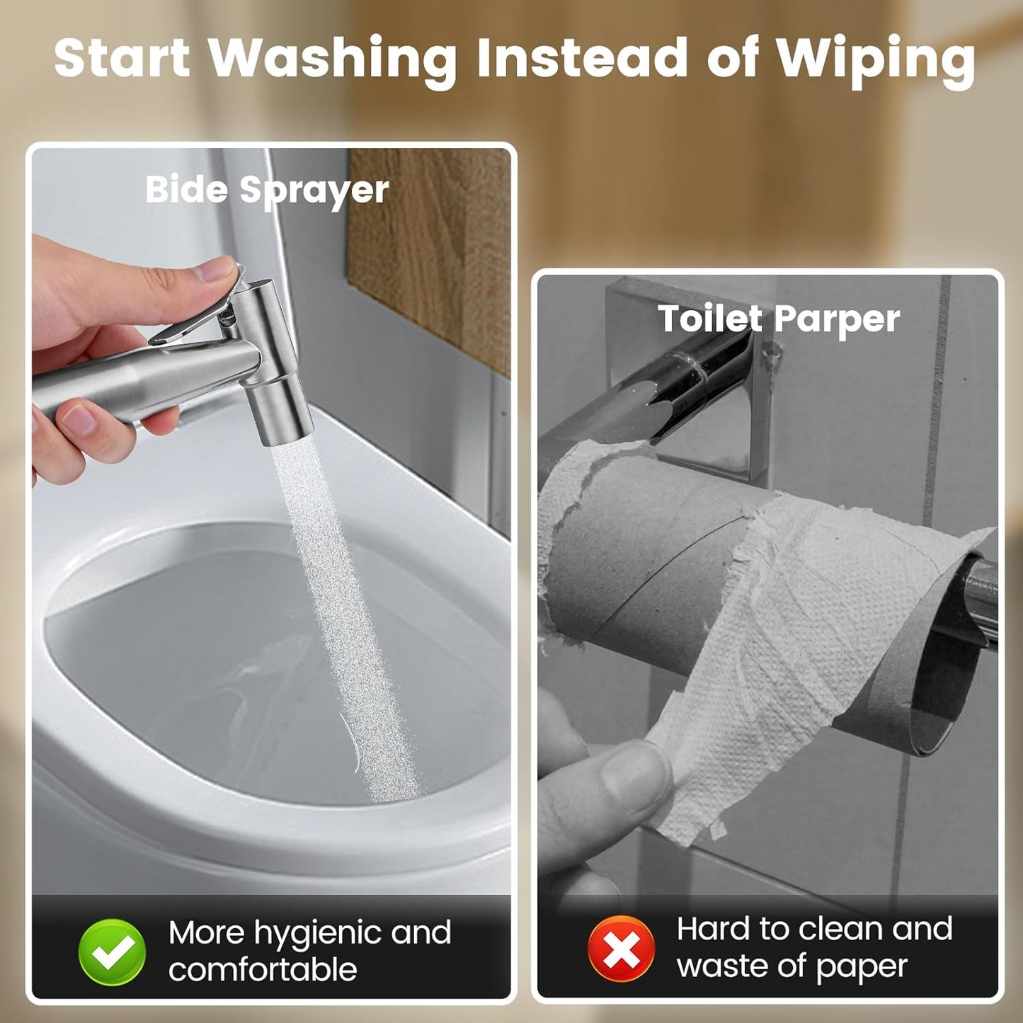 Handheld Bidet Sprayer for Toilet - Adjustable Pressure Stainless Steel Jet Sprayer for Cloth Diaper Cleaning, Feminine Wash & Baby Care, Muslim Shower Hose Kit KPGFWY (Gunmetal Gray)