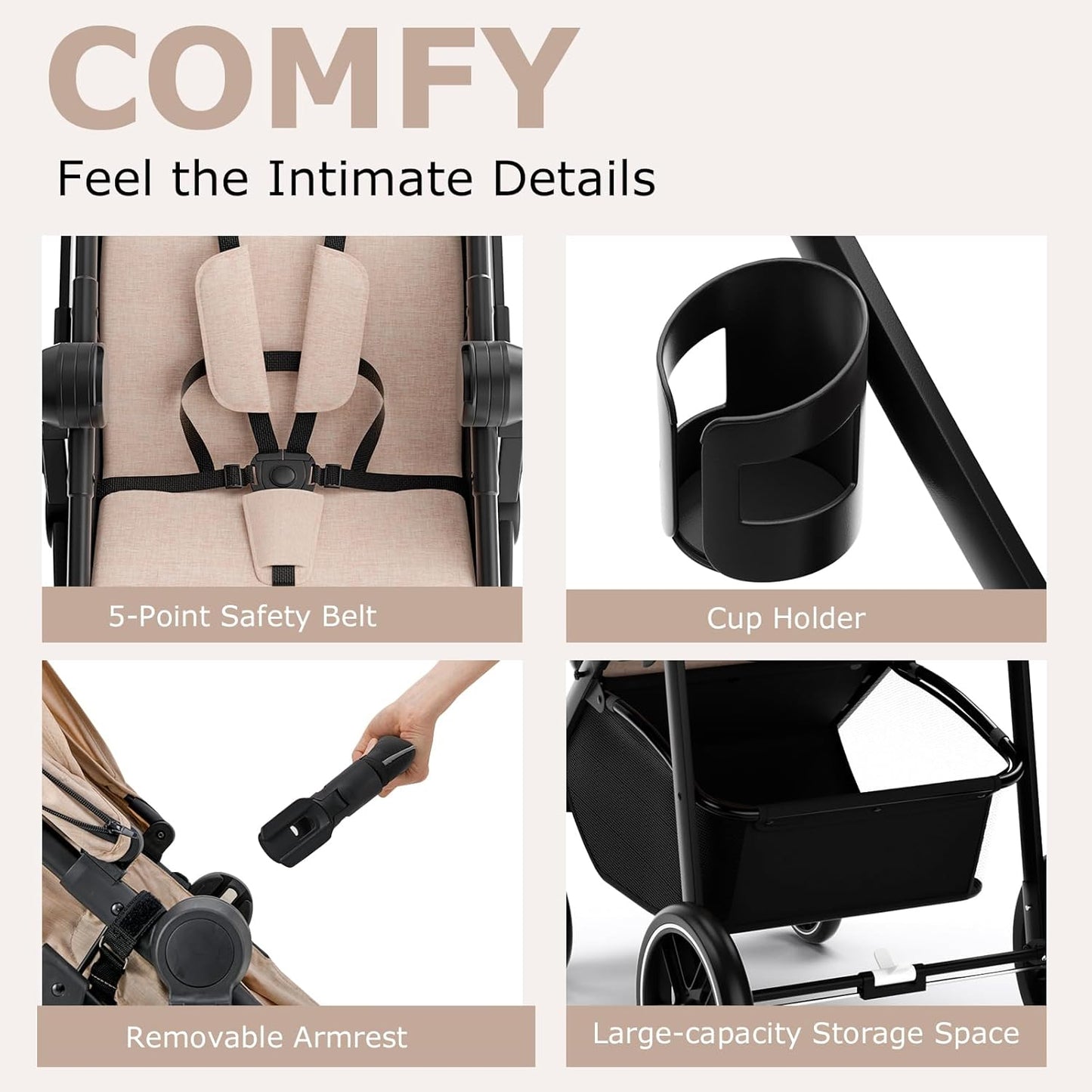 INFANS 2 in 1 Baby Stroller, High Landscape Infant Stroller & Reversible Bassinet Pram, Foldable Pushchair with Adjustable Canopy, Storage Basket, Cup Holder, Suspension Wheels (Black)