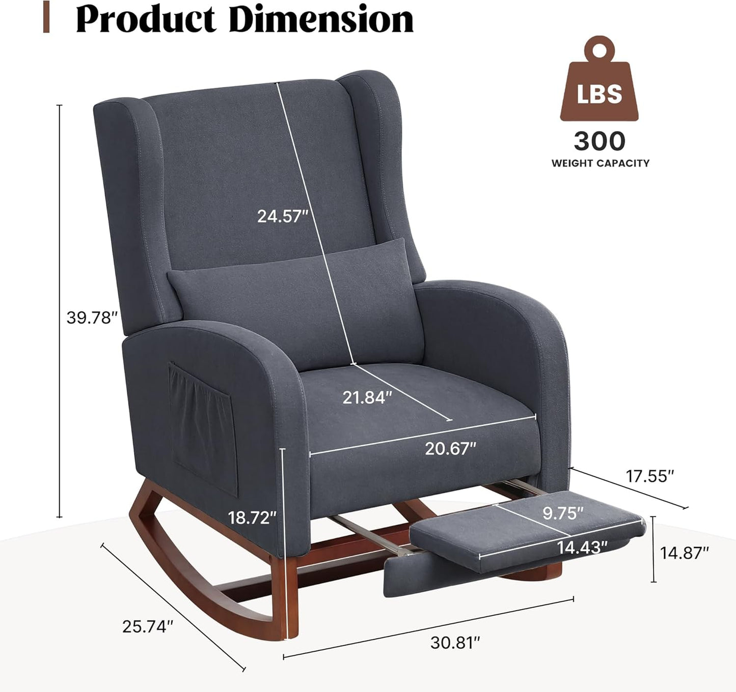 HCHAIRH Rocking Chair Nursery, Nursery Rocking Chairs with Foot Rest, Comfy Fabric Glider Rocker Nursing Chair with High Back for Nursing, Living Room, Bedroom, Beige