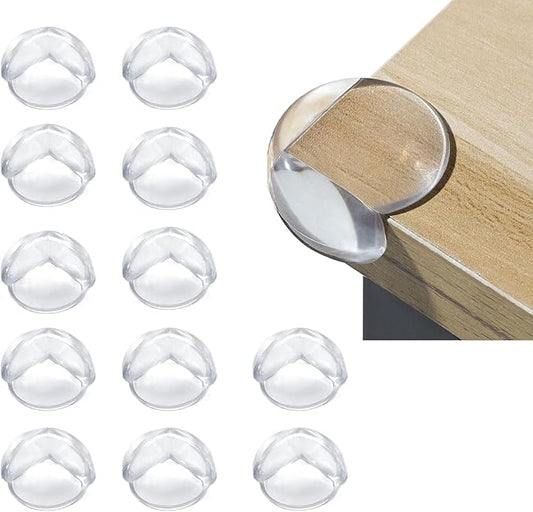 Corner Protector, Baby Proof Furniture Corner Guards, Safety Bumpers & Cushion to Cover Sharp Furniture & Table Edges,Clear and Transparent,Pre-Taped (12 Count Round-Shape(Park of 1))