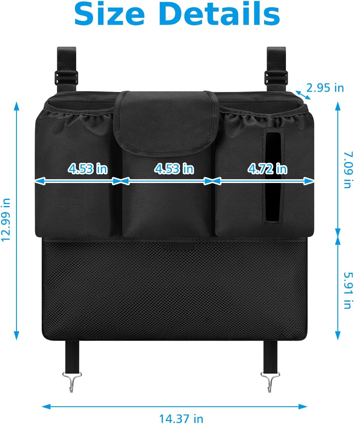 Accmor Stroller Organizer, Universal Large Capacity Stroller Bag Caddy Organizer Accessories for Uppababy, Nuna, Doona, Britax Strollers, Black