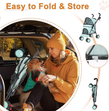 Wedyvko Travel Portable Dog Stroller, Pet Stroller for Small Puppy Dogs & Cats, Up to 33 lbs, Black