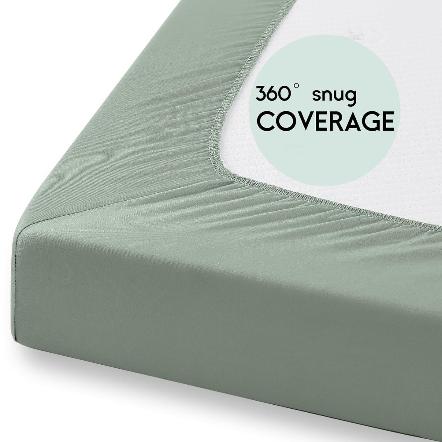 Yoofoss Pack and Play Sheets Fitted, Mini Crib Sheets 2-Pack for Pack N Play Mattress, Stretchy Playard Sheet, Soft and Breathable Green+Giraff