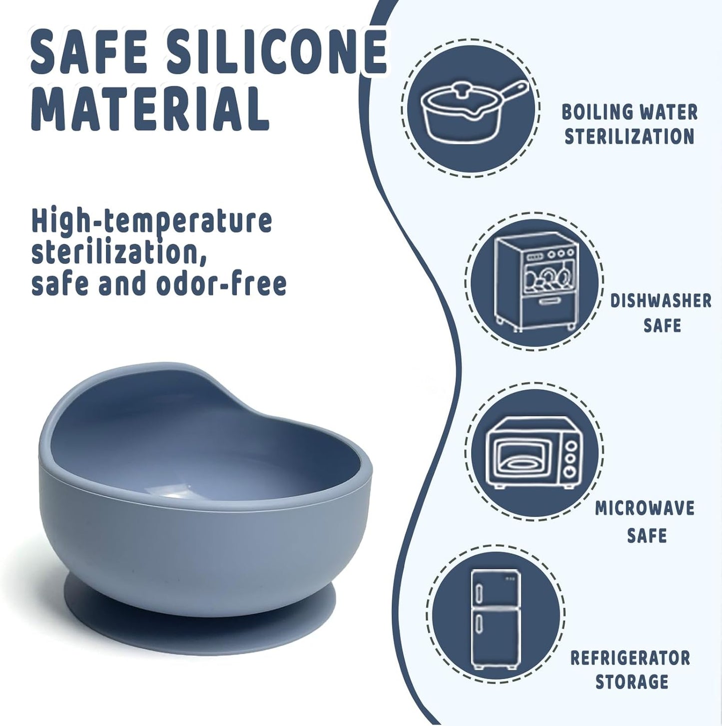 Silicone Suction Baby Bowls, Stay Put Spill Proof Bowls For Toddlers, Food-Grade Soft Flexible Silicone Food Bowl, Perfectly Sized Baby Food Containers, Baby Bowls (Sky blue)