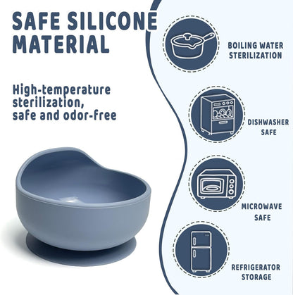 Silicone Suction Baby Bowls, Stay Put Spill Proof Bowls For Toddlers, Food-Grade Soft Flexible Silicone Food Bowl, Perfectly Sized Baby Food Containers, Baby Bowls (Sky blue)