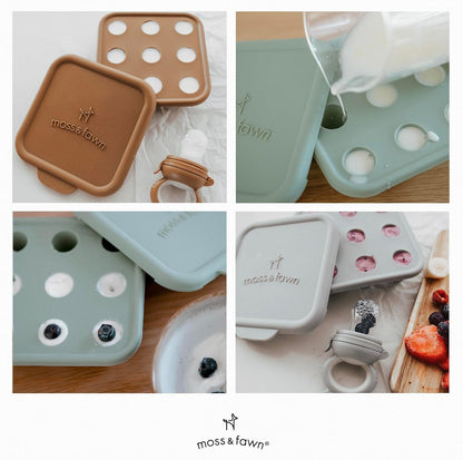 Moss and Fawn Ice Cube Tray - Forage Feeder Freezer & Teething Popsicle Mold for Breast Milk, Formula, Bone Broth, Purees, & Baby Food - BPA, Lead, & PVC-Free - Fern