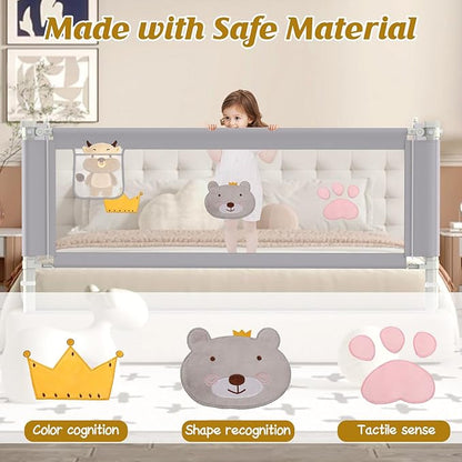 JWPEHOE Height Adjustable Bed Rail for Toddlers, Kids Safety Baby Bed Rail for Twin/Full/King/Queen Size Bed (1, (1 Side) 76 Inch)