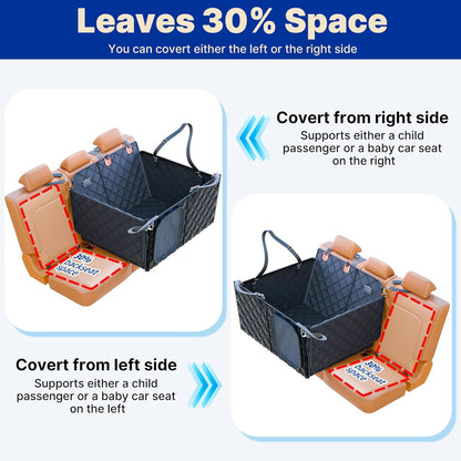 Convertible Back Seat Extender for Dogs, Foldable 400lb Hard Bottom Dog Car Seat Cover for Back Seat, Waterproof Dog Hammock Bed Backseat Cover for Dogs in Car SUV Truck Pet Seat Cover Black XL